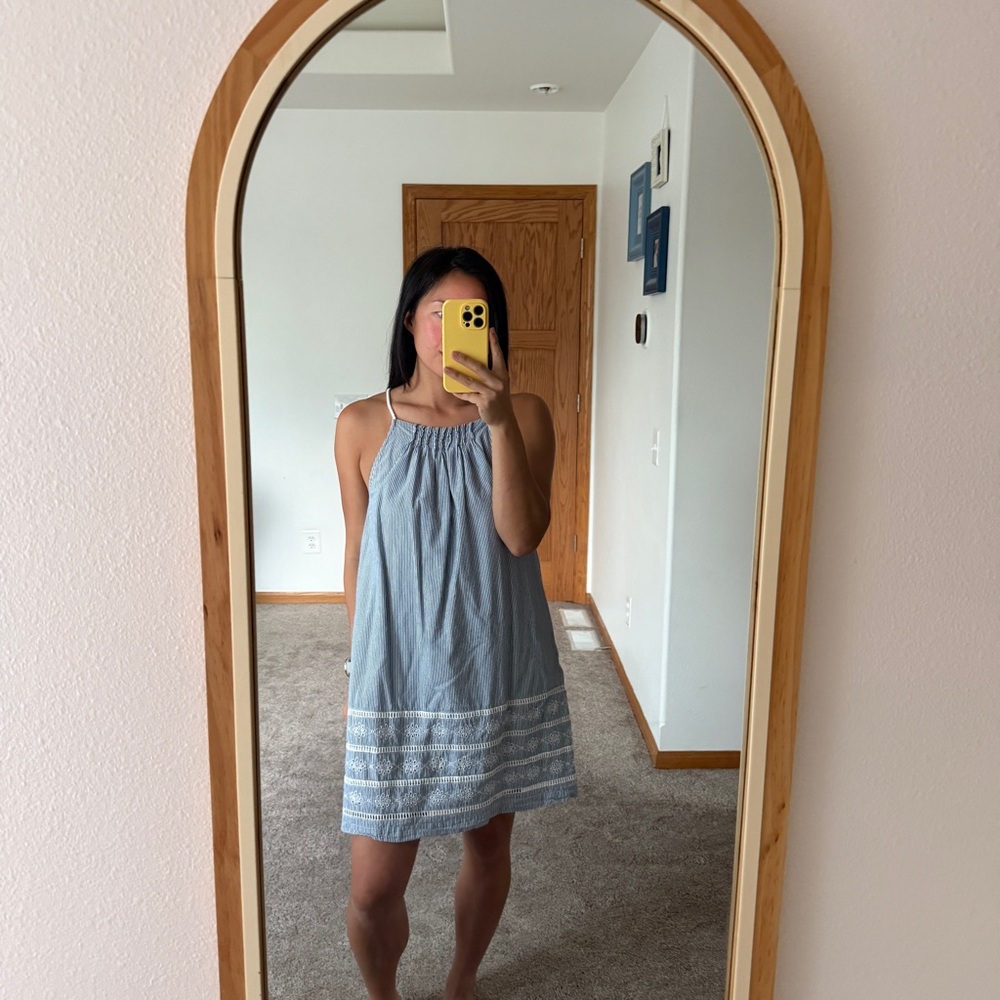 Vineyard Vines Blue Striped Embroidered Dress Size Small